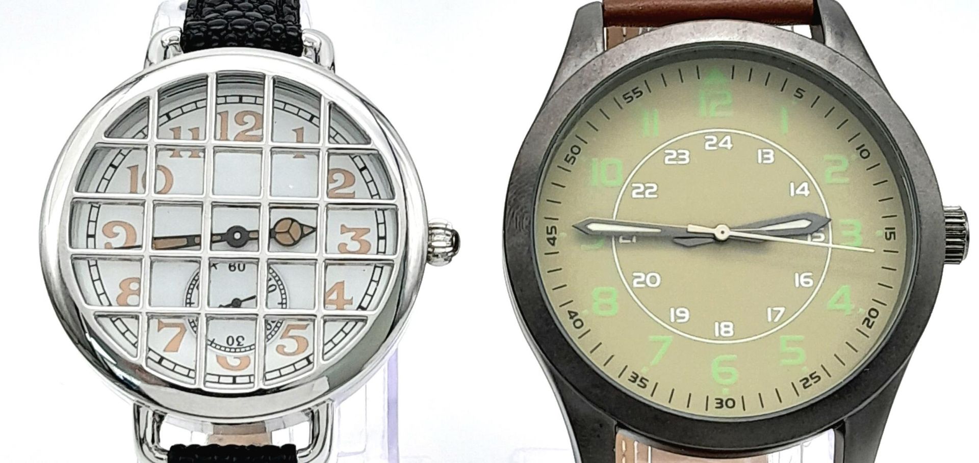 Two Unworn, Leather Strapped, Military Homage Watches in their original metal boxes. Comprising 1) A - Bild 2 aus 7