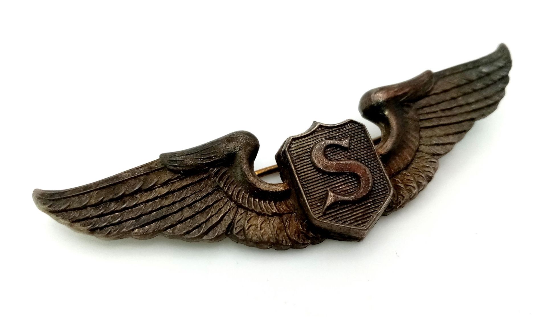 WW2 US Service Pilots Wings. Un-marked. - Image 2 of 3