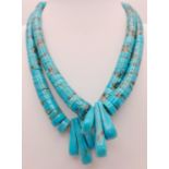 A Historically significant Navaho Native American turquoise and sterling silver double necklace.