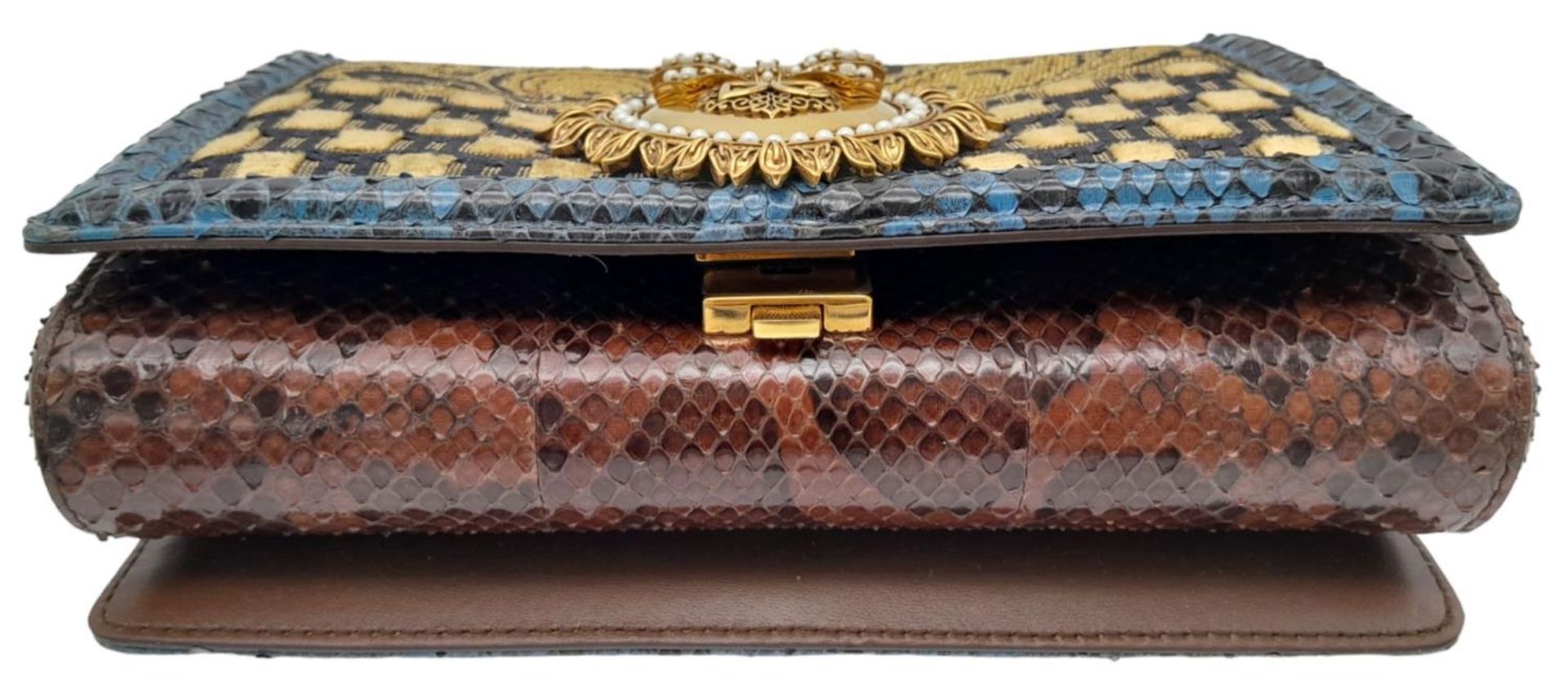 A Dolce & Gabbana Multi-Colour Devotion Patchwork Bag. Leather, textile and python exterior with - Image 4 of 15