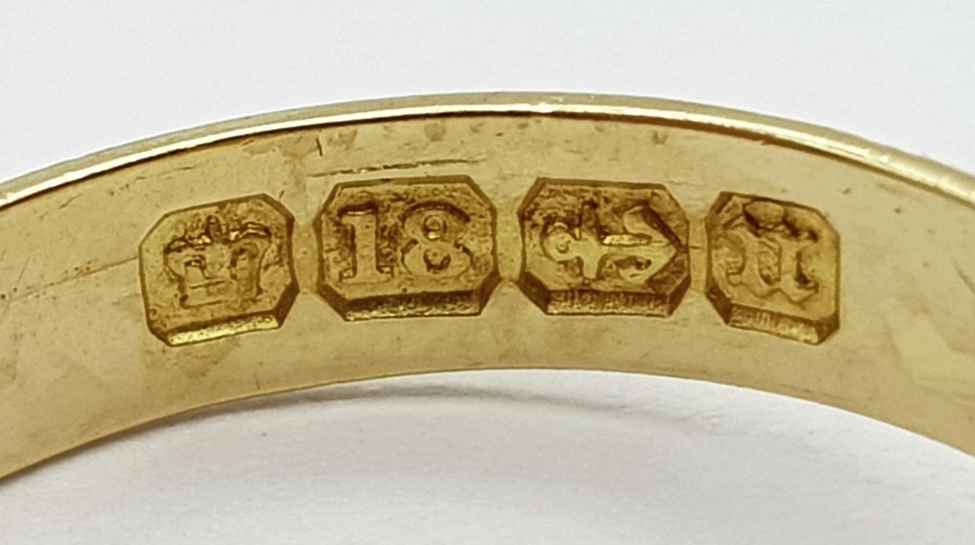 AN ANTIQUE 18K YELLOW GOLD DIAMOND RING. Hallmarked Birmingham, 1894. Size O, 2.5g total weight. - Image 5 of 5