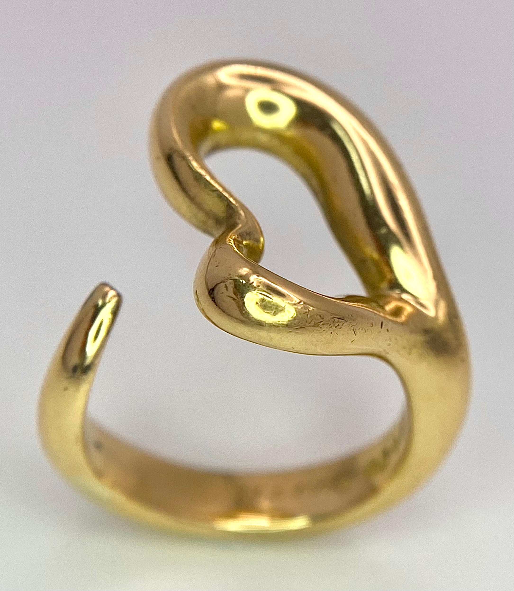 A 18K YELLOW GOLD TIFFANY & CO ELSA PERETTI HEART RING 10.1G SIZE H 1/2 SC 9062 - Image 3 of 8