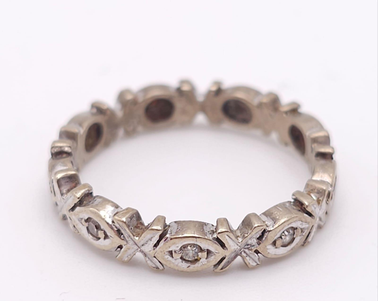 A Vintage 18K White Gold Diamond Eternity Ring. Size K. 3.08g total weight. Ref: 016302 - Image 3 of 5