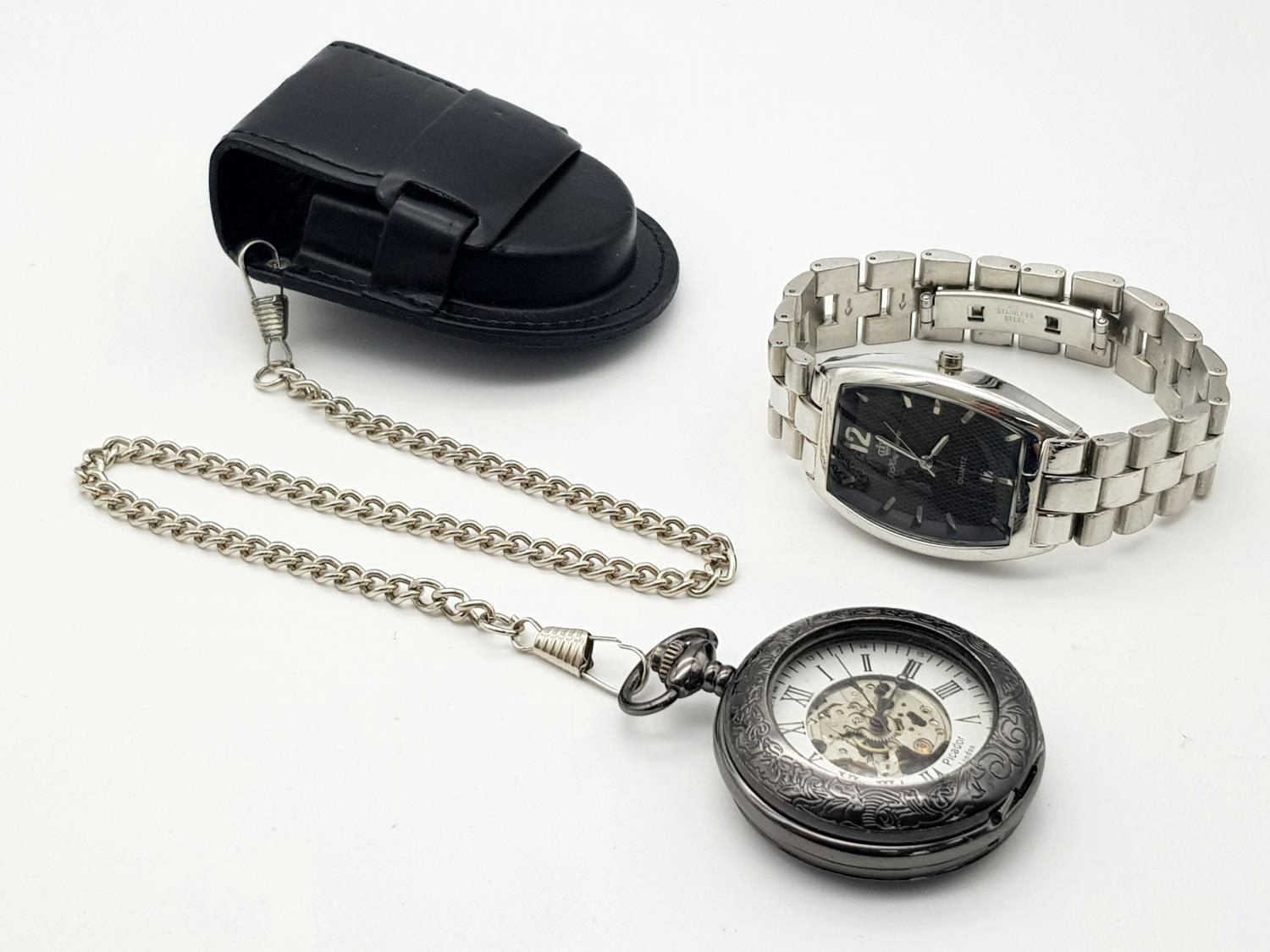 A Parcel of Two Men’s Dress Watches Comprising; 1) A Manual Wind Gun Metal Grey Pocket Watch by