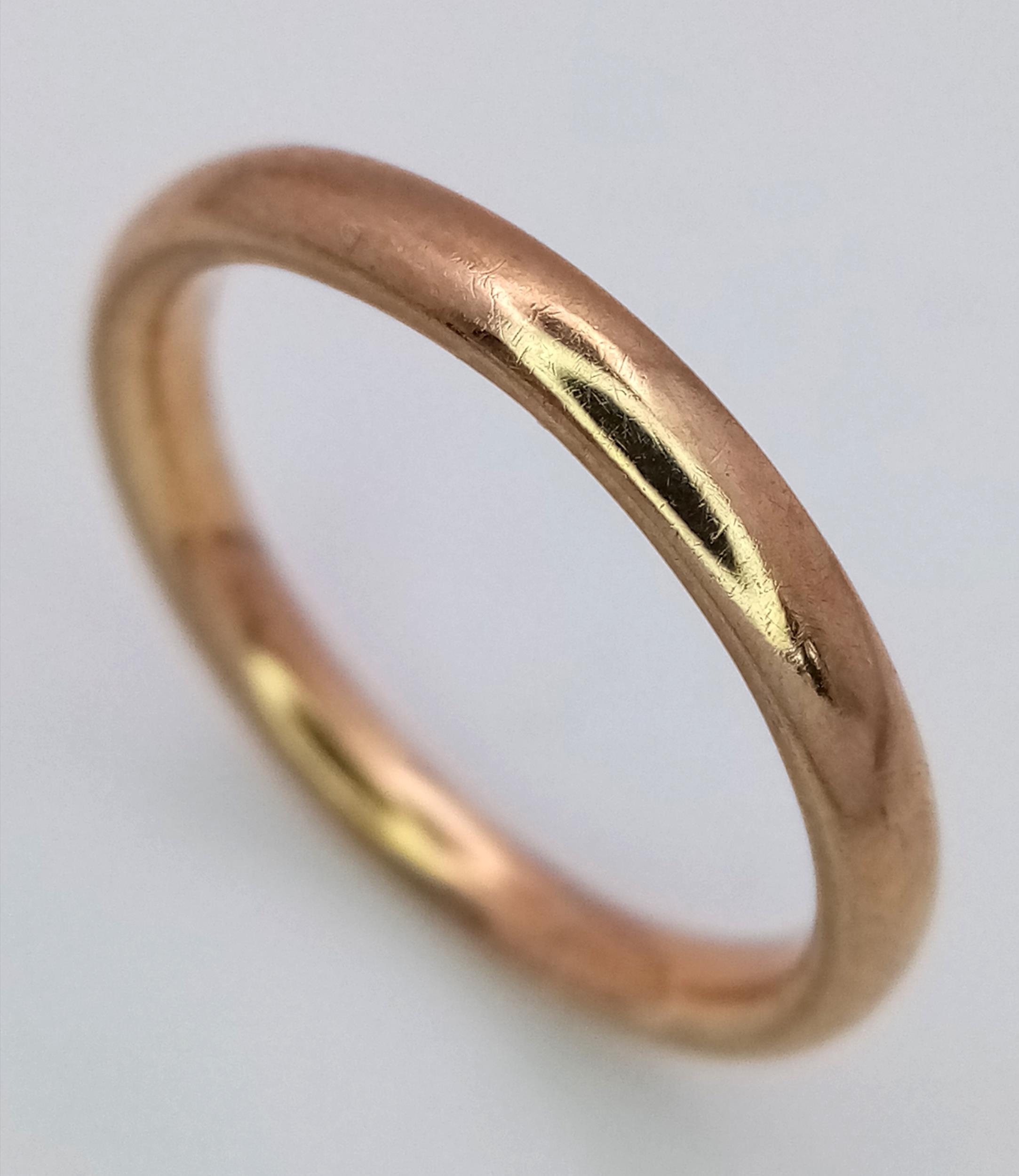 A Classic Vintage 9K Gold Band Ring. Full UK hallmarks. 2mm. Size L. 2.1g - Image 3 of 6