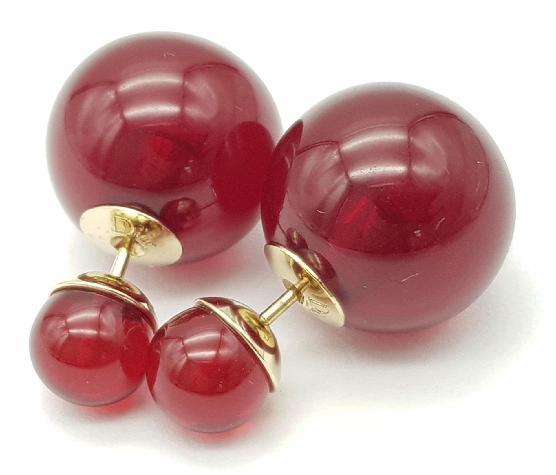 A Pair of Dior Cherry Red Orb Earrings. Comes in Dior packaging. - Image 4 of 5