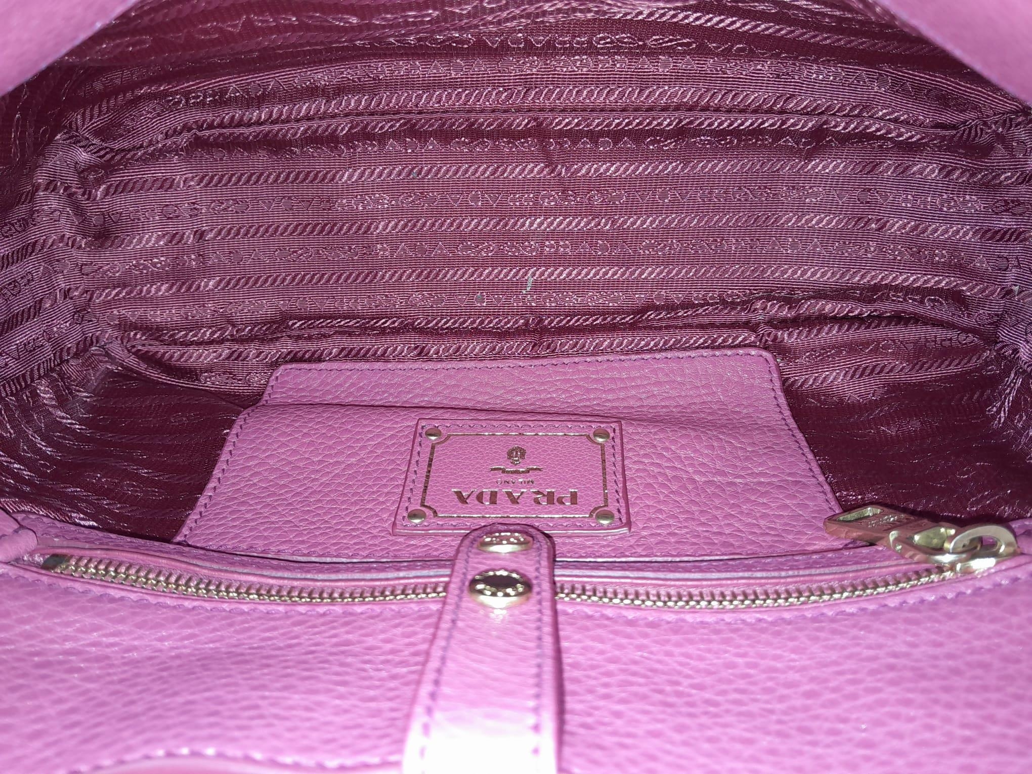 A Prada Vitello Daino satchel bag, soft pink leather, matching leather/fabric interior, gold tone - Image 6 of 11