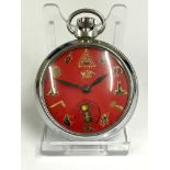 A Vintage Masonic pocket watch automaton ( rotating hour glass ). In working order.