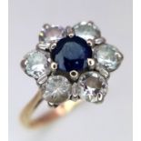 A 9K YELLOW GOLD STONE SET VINTAGE CLUSTER RING. Size O, 3.4g total weight. Ref: SC 9001
