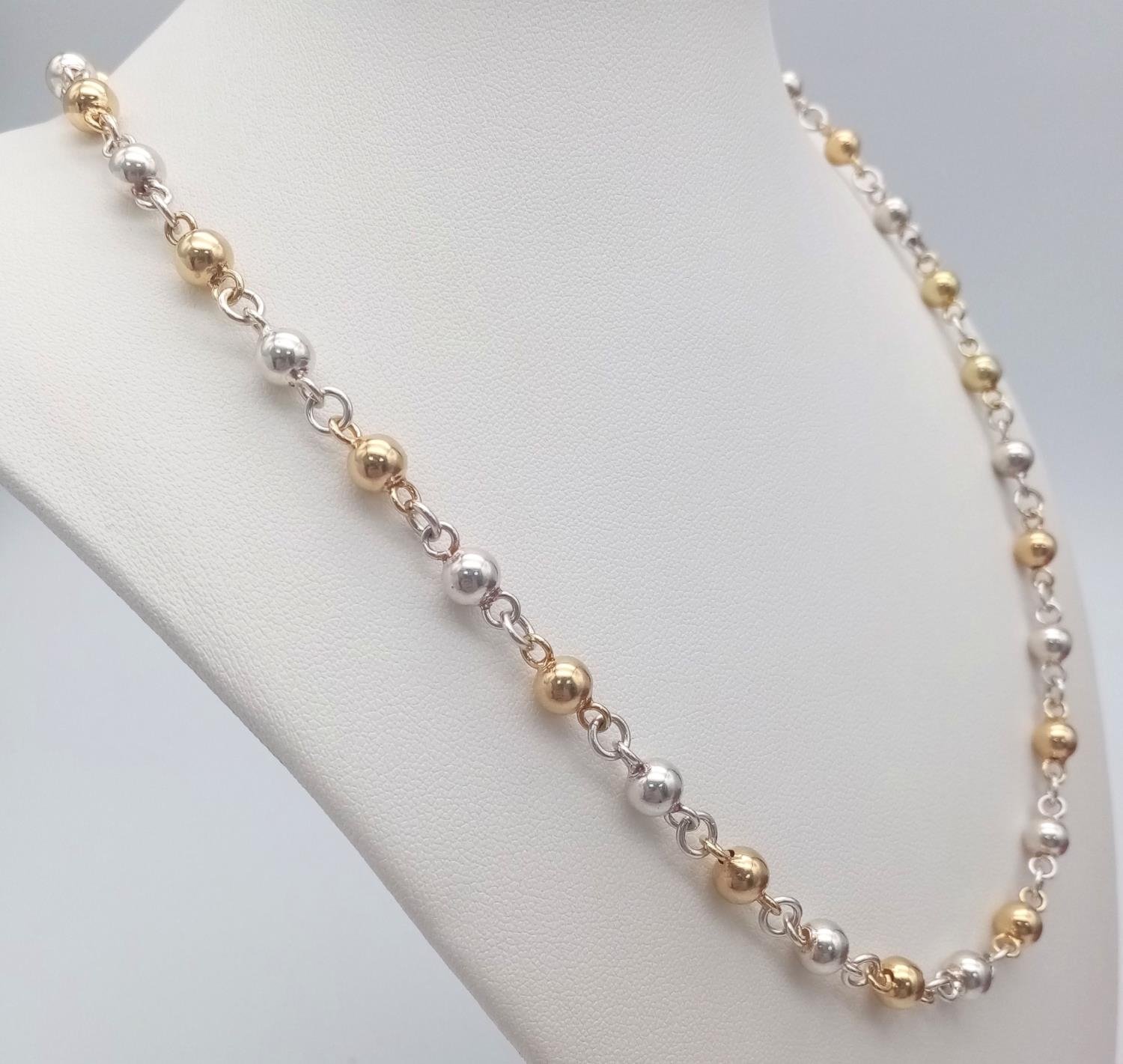 A 925 Silver and Gilded Bauble Necklace - 44cm. 19.5g - Image 2 of 4