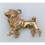 A 9K Yellow Gold French Poodle Pendant/Charm. 2cm. 3.5g weight.
