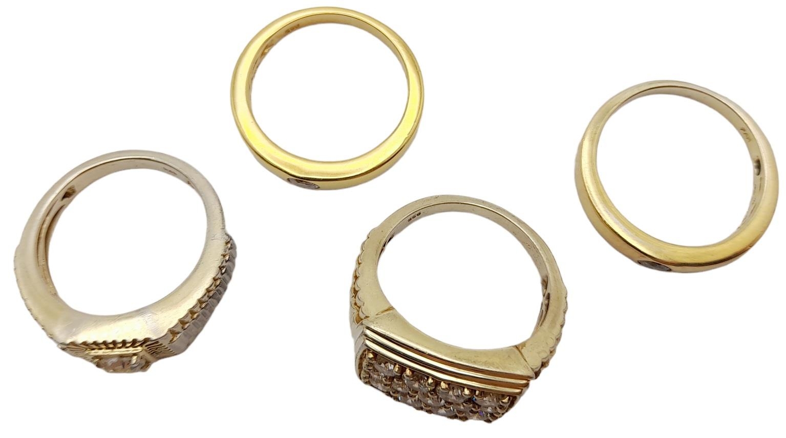 Four Different Style Gilded 925 Silver Rings. All size S. - Image 4 of 5