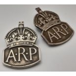 Two Vintage Sterling Silver A.R.P Badges. London hallmarks.