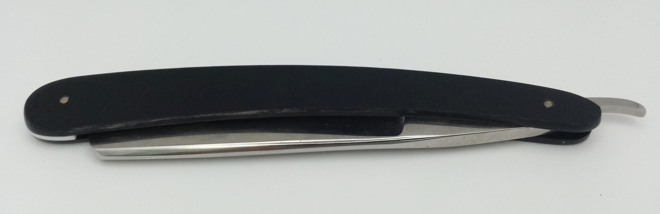 3rd Reich Patriotic Cut Throat Razor. Blade has been etched “Made from steel from the Volks Wagen - Image 5 of 6