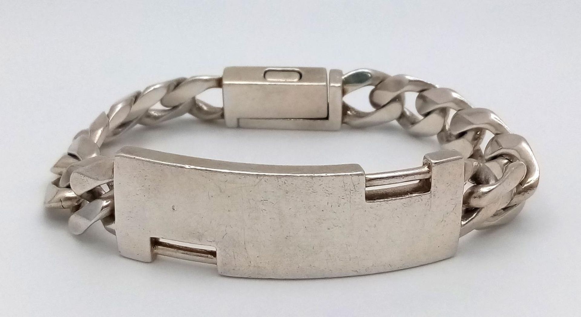 A Sterling Silver ID Bracelet, 12” length, 68.8g total weight. ref: 1493I - Image 2 of 4