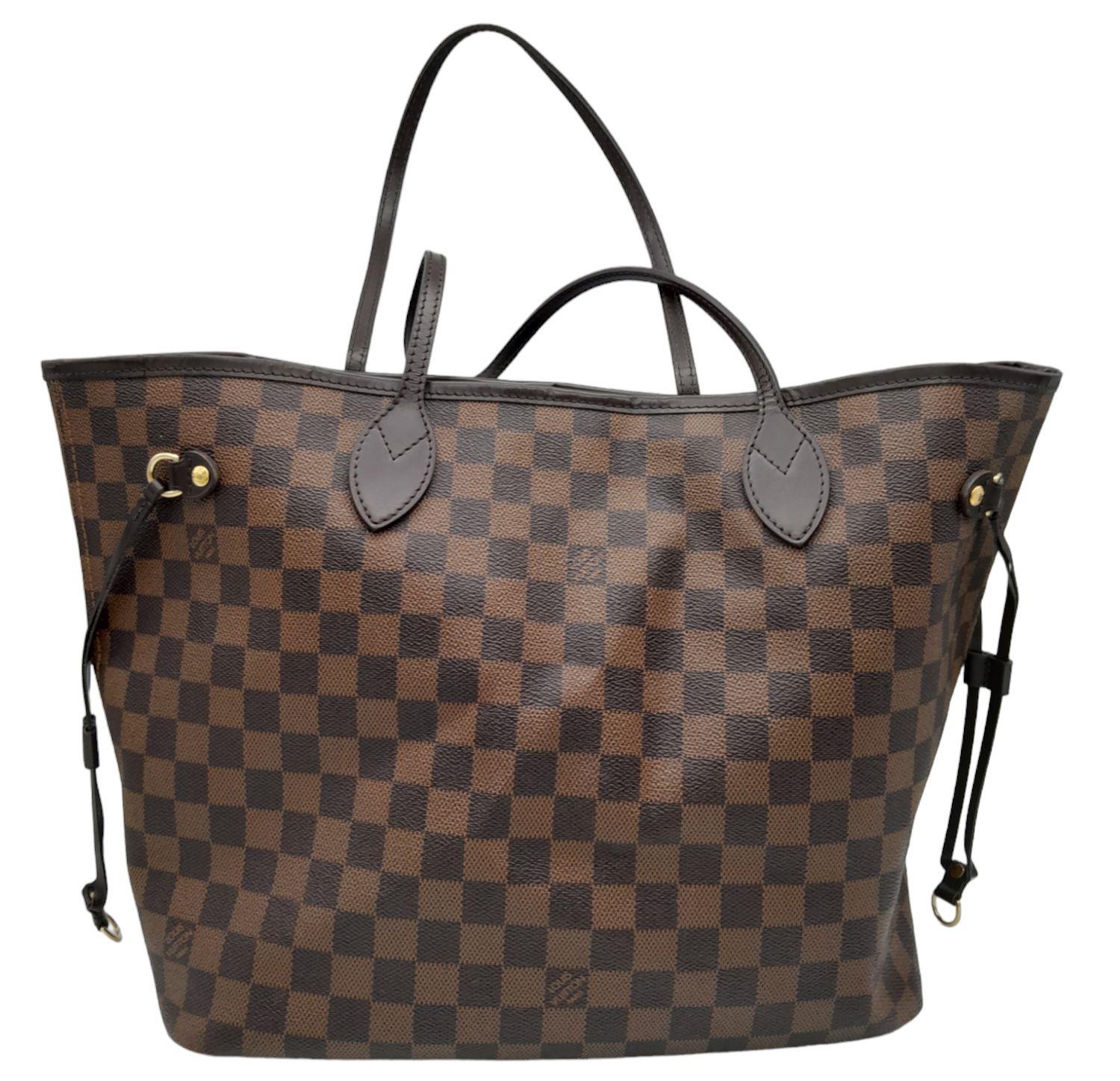 A Louis Vuitton Neverfull Damier Ebene Bag. Coated canvas exterior with leather trim, gold-toned - Image 2 of 12