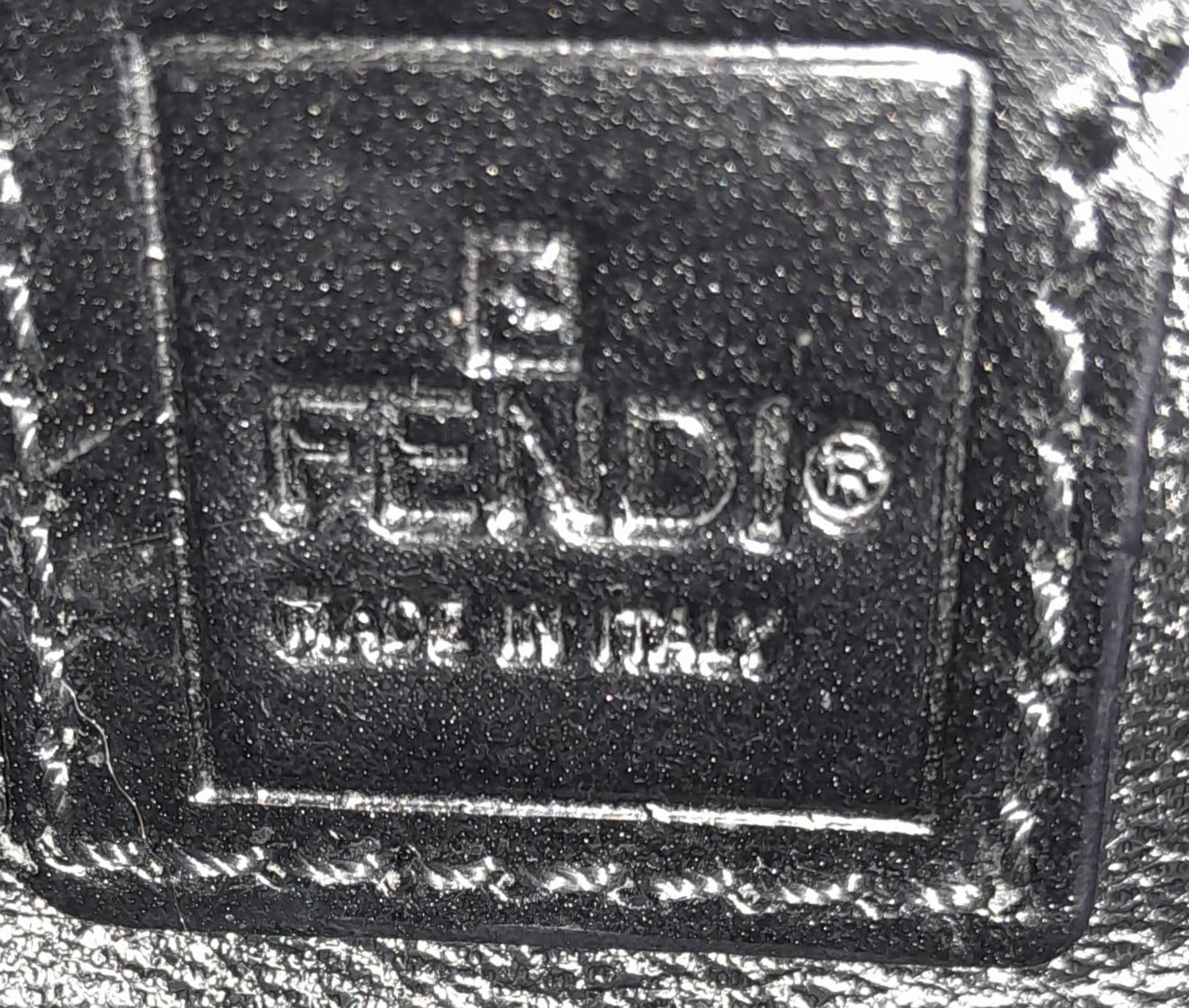 A Fendi Black and Charcoal Grey Bag. Textile exterior with black leather handles, silver-toned - Image 6 of 9
