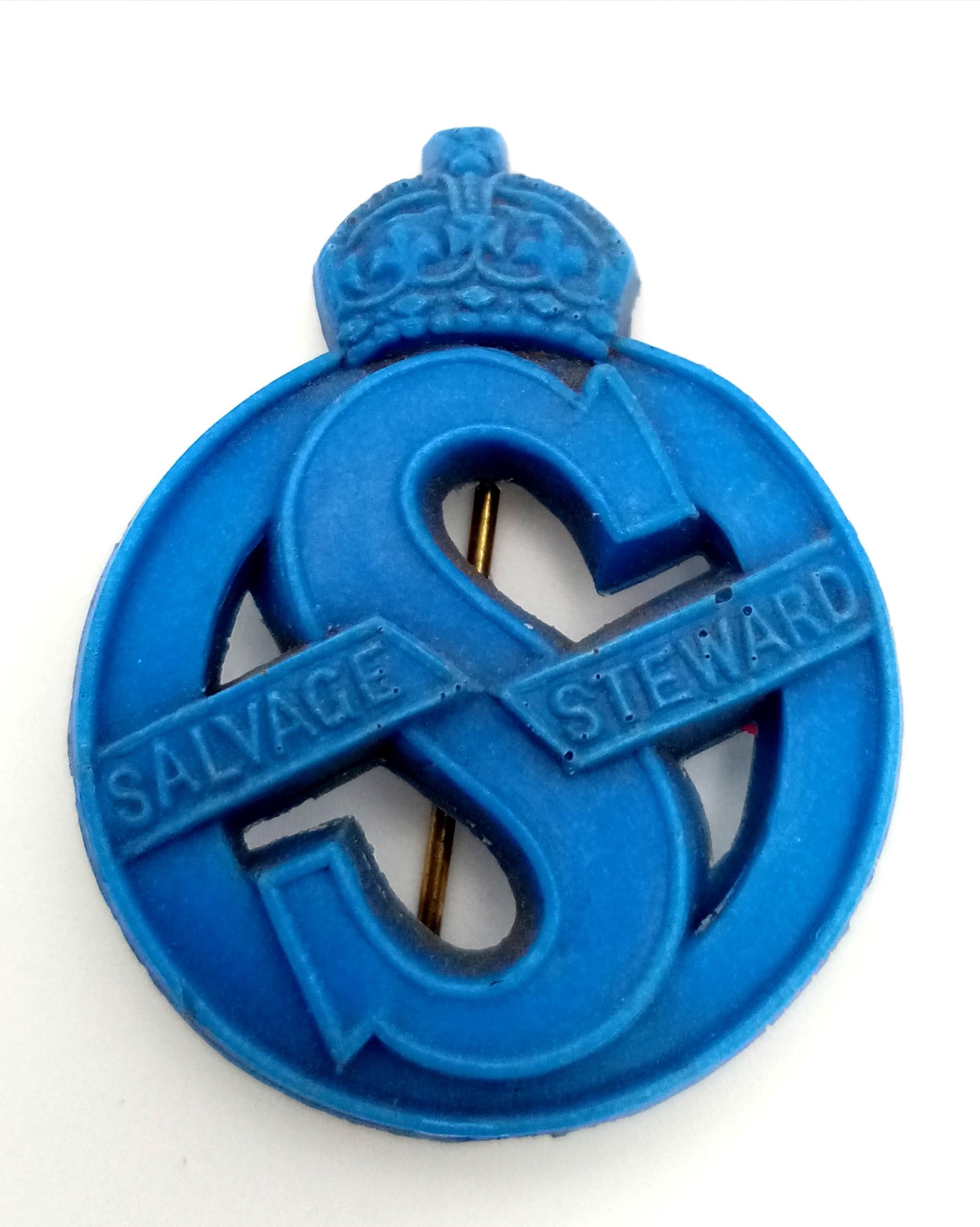 WW2 British Home Front Ministry of Supply, Salvage Steward in the rarer Blue Plastic (Cellulose