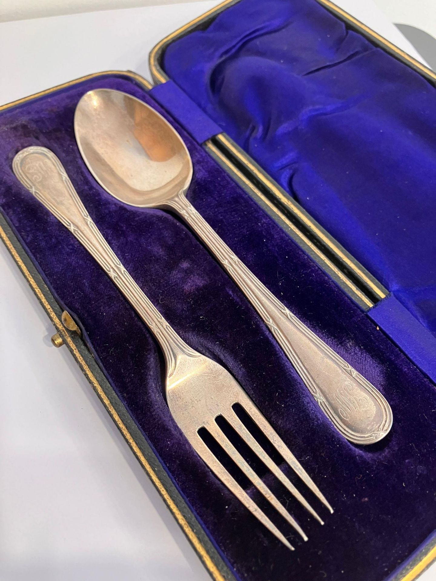 Antique SILVER FORK and SPOON SET. Hallmark for William Hutton and Sons, Sheffield 1908. Presented