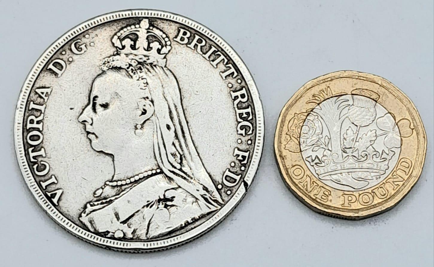 An 1892 Queen Victoria Silver Crown. VF grade but please see photos. - Image 2 of 2