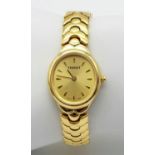 A Tissot Gold Plated Quartz Ladies Watch. Gilded bracelet and case - 21mm. Gold tone dial. In good