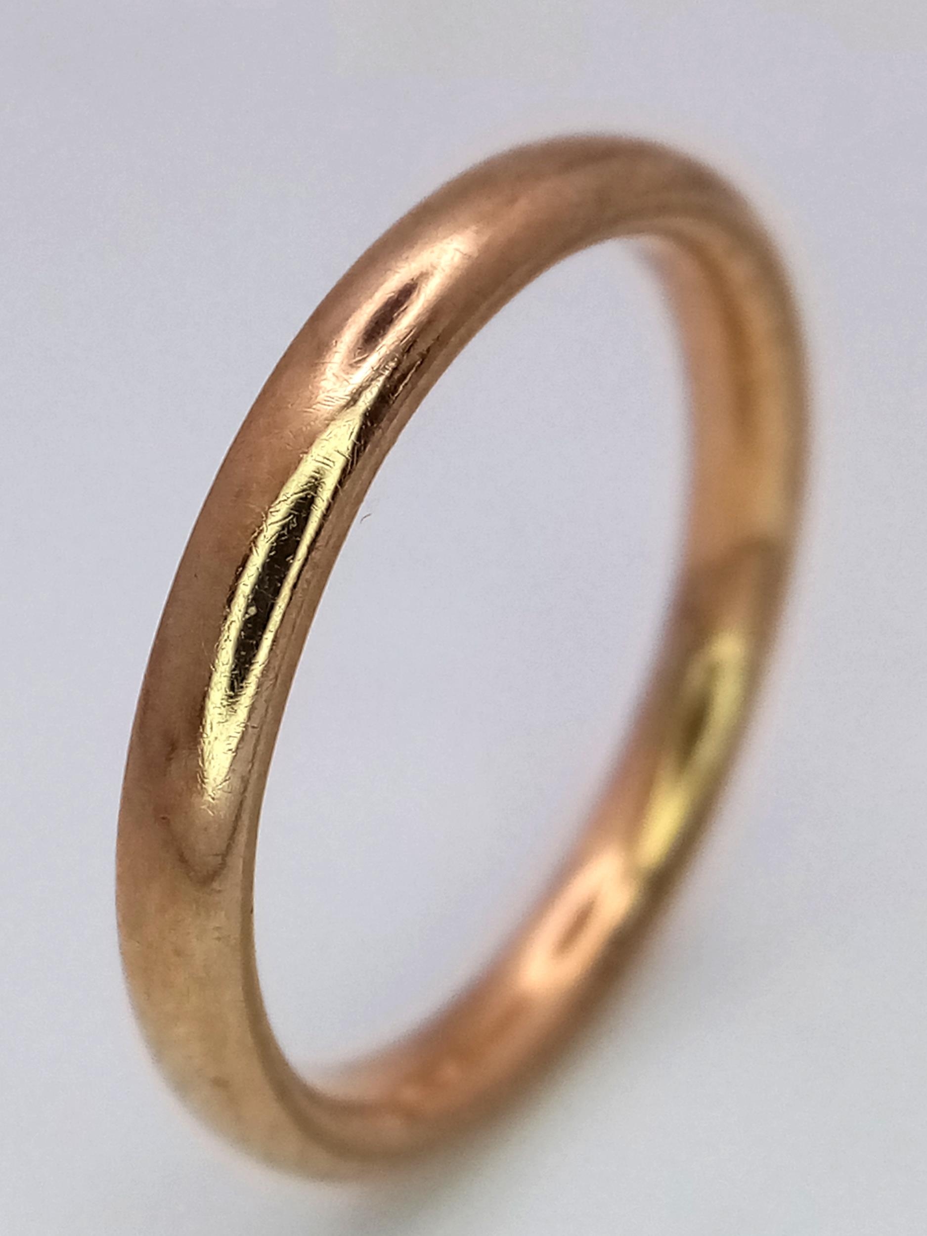 A Classic Vintage 9K Gold Band Ring. Full UK hallmarks. 2mm. Size L. 2.1g