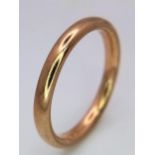 A Classic Vintage 9K Gold Band Ring. Full UK hallmarks. 2mm. Size L. 2.1g