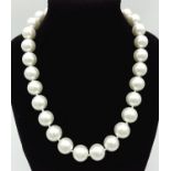 A White South Sea Pearl Necklace with Heart Clasp. 14mm beads. 44cm necklace length.