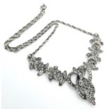 A Vintage Silver Marcasite Necklace. 43cm length, 18.92g total weight.