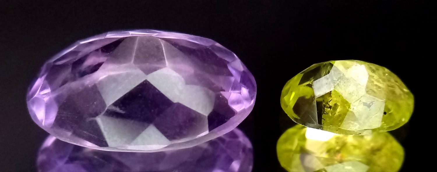 Set of 2 Gems - Peridot of 1.86ct and Amethyst 6.55ct - Both with GFCO certs. - Image 3 of 5