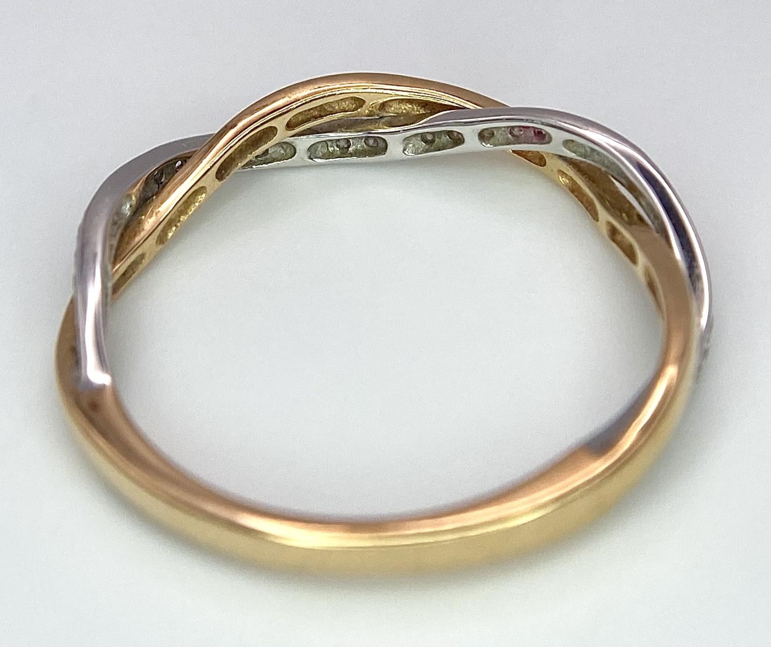 A job lot of three 18 K yellow gold items, consisting of a diamond bangle with an elegant cross over - Bild 6 aus 10