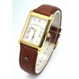 An Excellent Condition, Vintage, Maurice Lacroix Gold Plated Tank Style Date Watch. New Battery