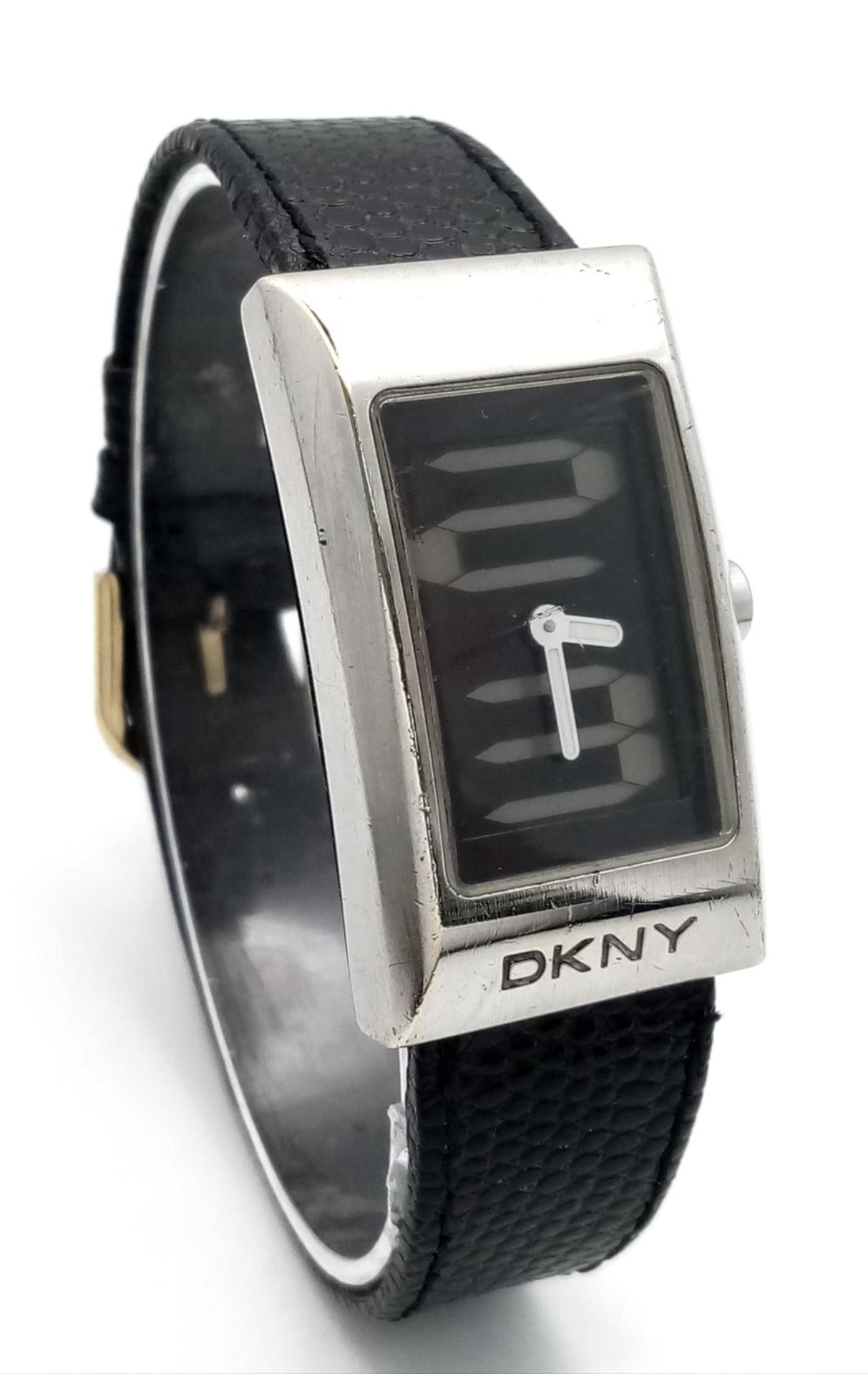 A DKNY Quartz Ladies Watch. Black leather strap. Stainless steel case - 24mm. Analogue/digital dial. - Bild 5 aus 6