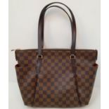 A Louis Vuitton Damier Ebene 'Totally PM' Shoulder Bag. Canvas exterior with gold-toned hardware,