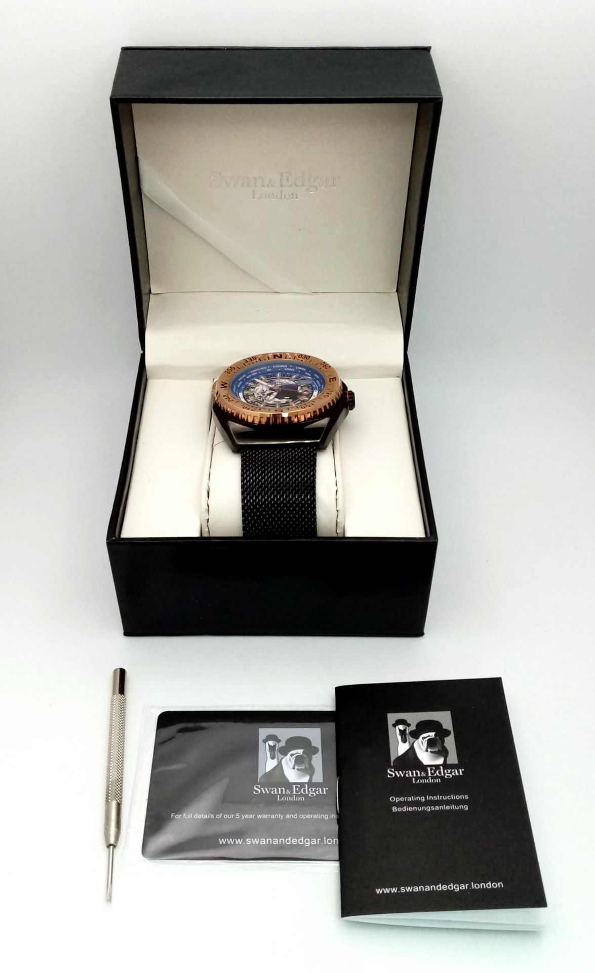 An Unworn Swann & Edgar, London Automatic Men’s Watch Model ‘World Compass’. 50mm Case. Complete - Image 6 of 6