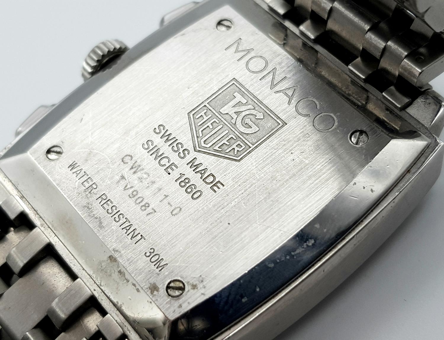 A Stylish Tag Heuer Monaco Automatic Chronograph Gents Watch. Stainless steel bracelet and case - - Image 5 of 8