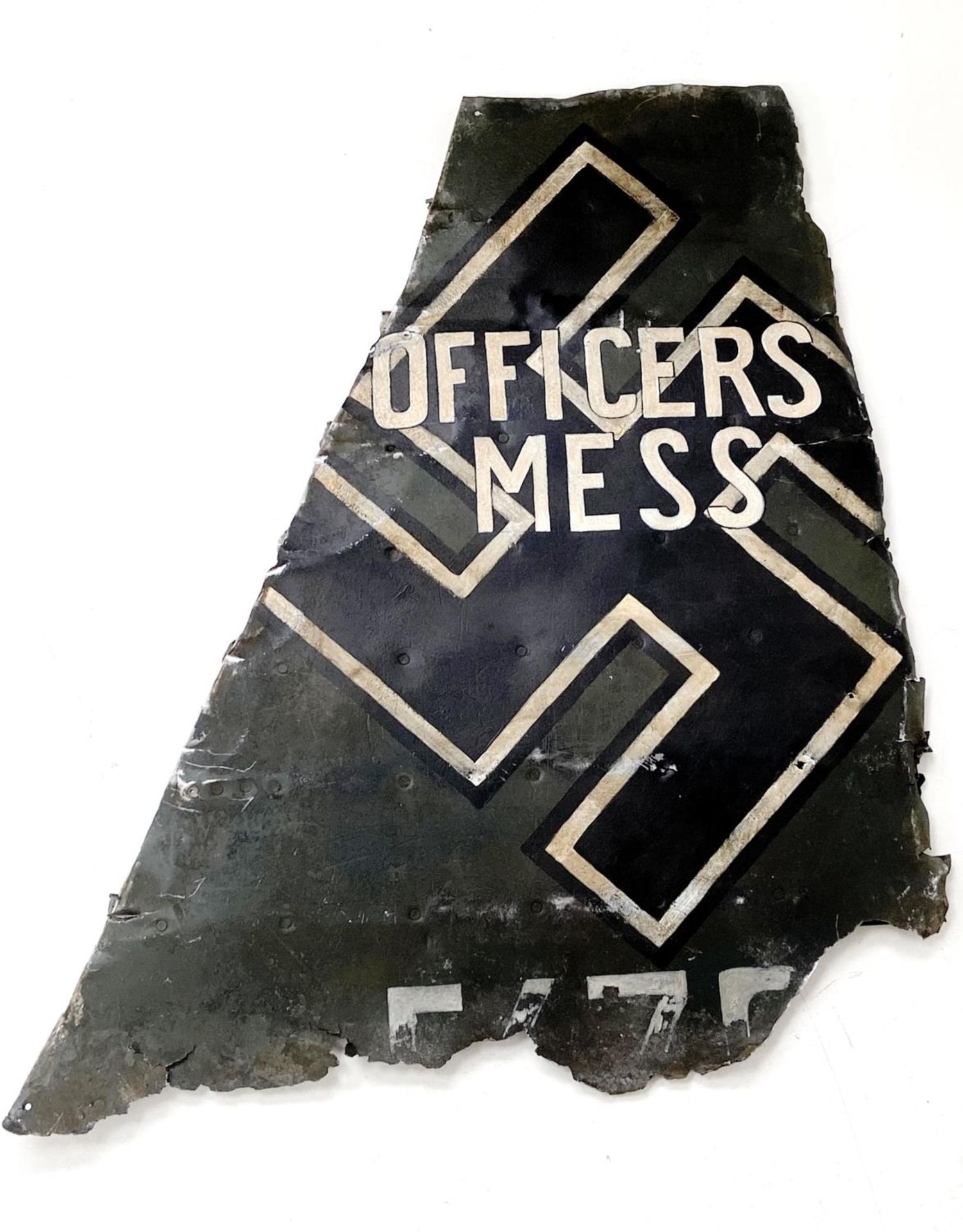 WW2 German Aircraft Tail Fragment, used as a sign for the Officers Mess.