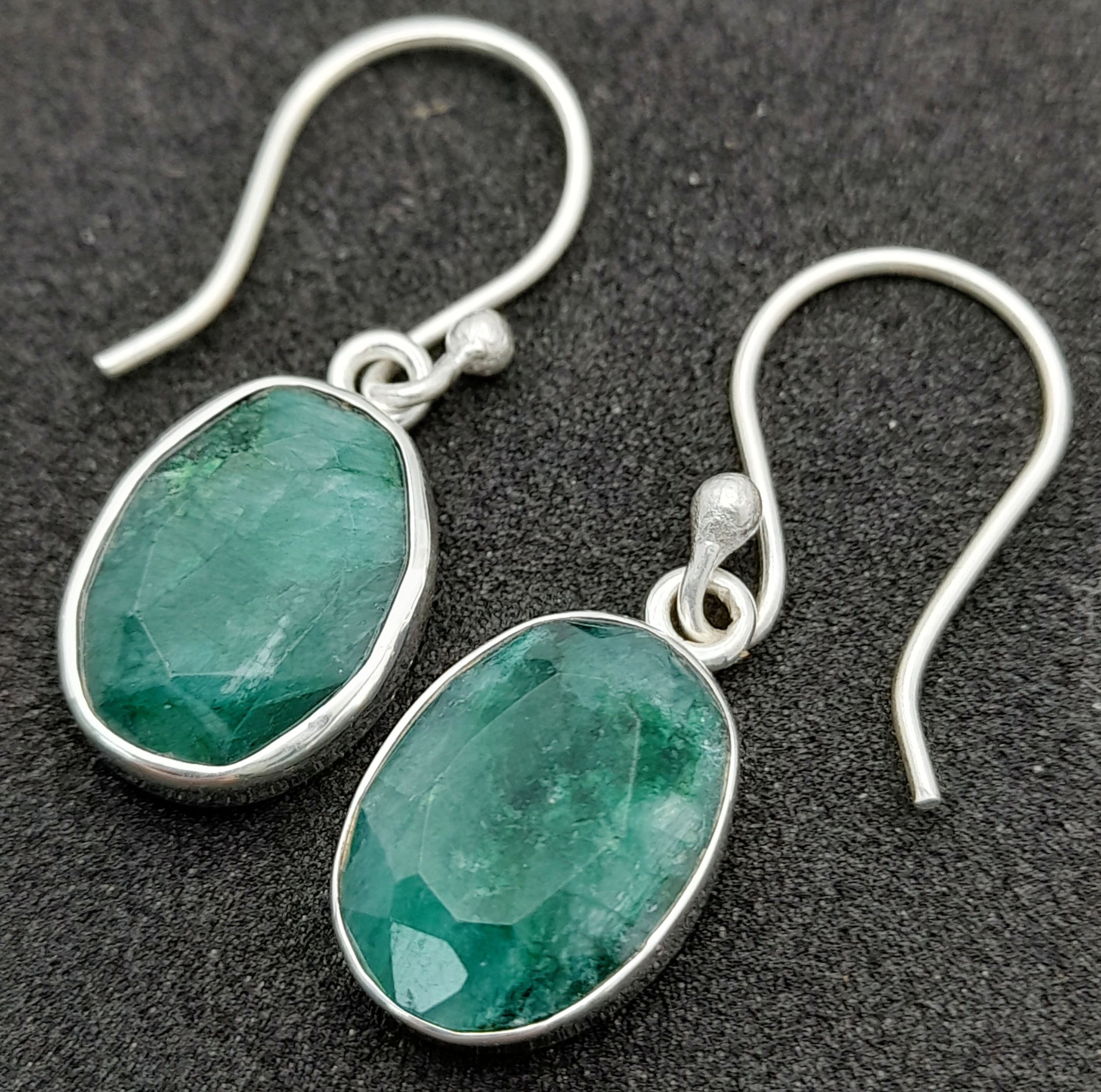 A Pair of 925 Silver Emerald Earrings.