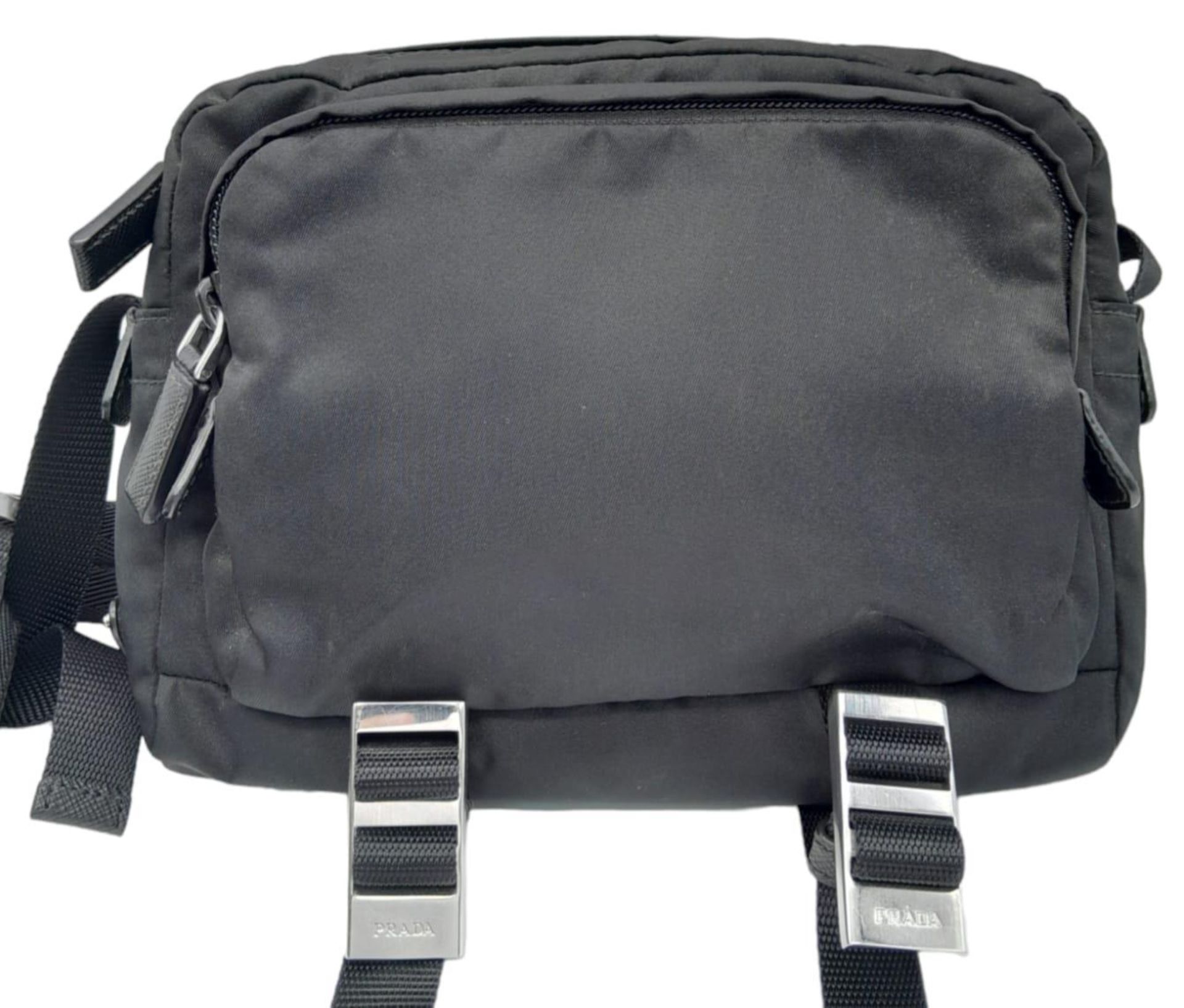 A Prada Black 'Tessuto Montagna' Crossbody Bag. Textile exterior with silver-toned hardware, a - Bild 2 aus 9