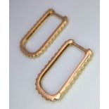 A Pair of Designer 14K Gold and Diamond Massika Rectangular Earrings. 1.7g total weight.