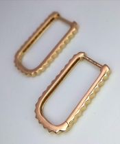 A Pair of Designer 14K Gold and Diamond Massika Rectangular Earrings. 1.7g total weight.