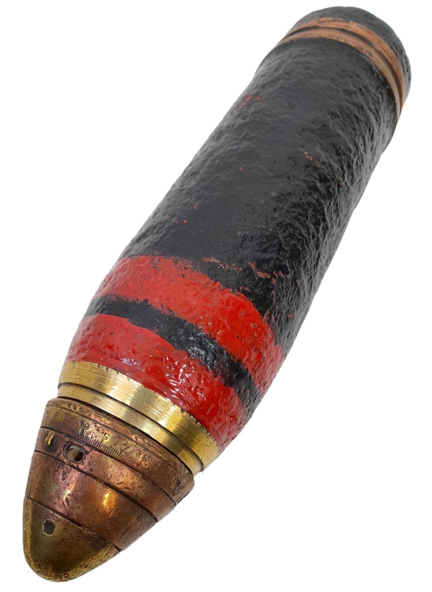 INERT WW1 Cutaway 18 Pdr Shrapnel Shell Projectile. Complete with Brass No 80 Time Fuse. UK MAINLAND - Bild 3 aus 5