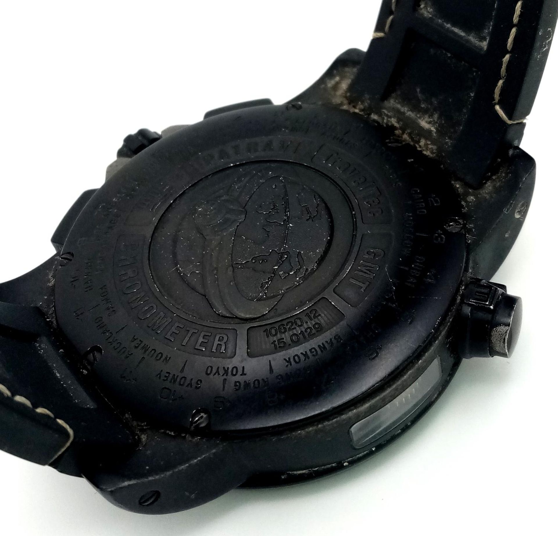 A Carl F. Bucherer Travel Tec GMT Chronograph Automatic Gents Watch. Black vulcanised rubber - Image 6 of 9