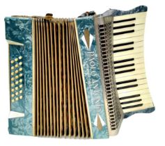An Antique Paolo Antonio Piano Accordian in Original Case. 39cm x 39cm. Works but because of age