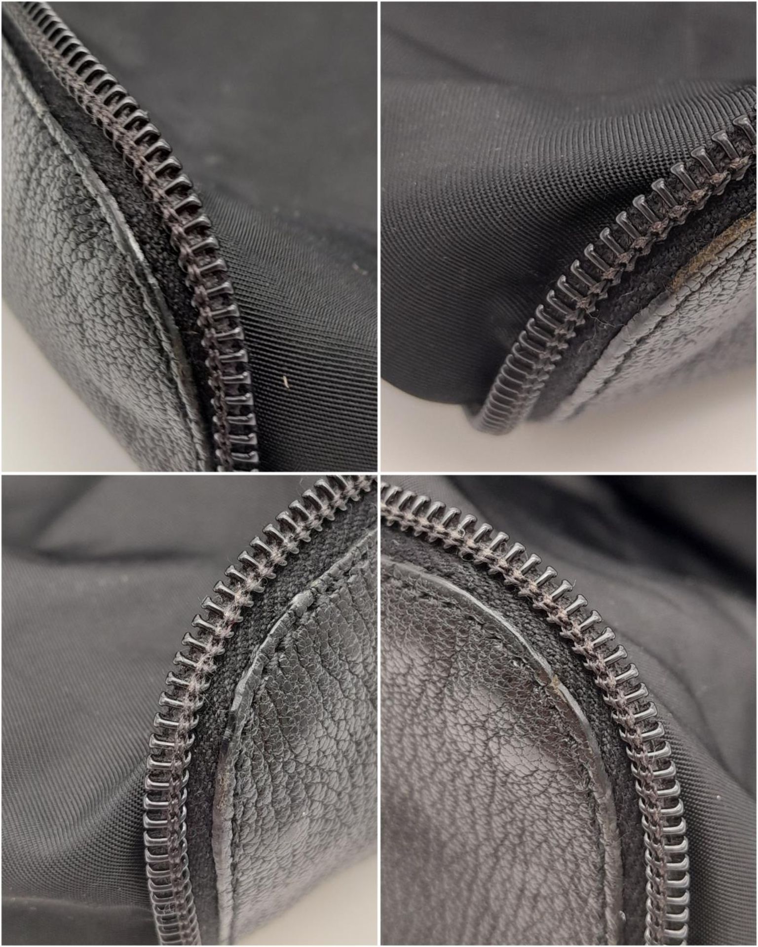 A Prada Black Compactable Tote Bag. Textile exterior with leather handles and zip top closure. Black - Bild 8 aus 12