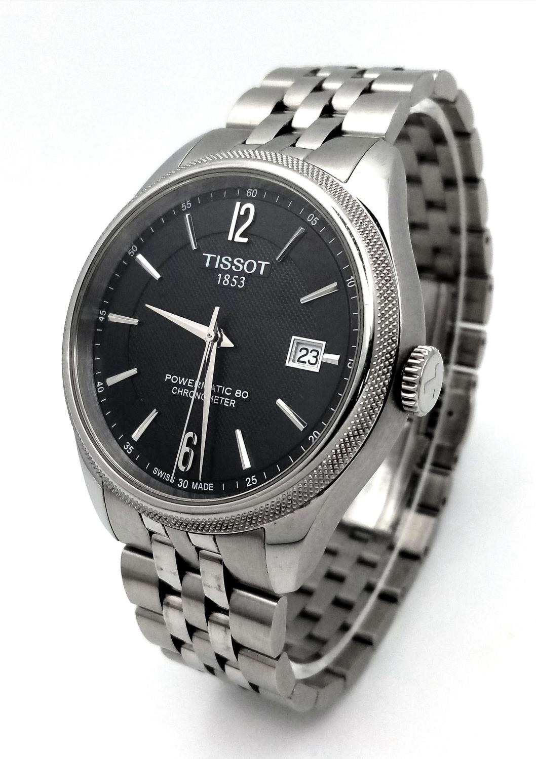 A Tissot Powermatic 80 Gents Watch. Stainless steel bracelet and case - 41mm. Black dial with date - Image 3 of 28