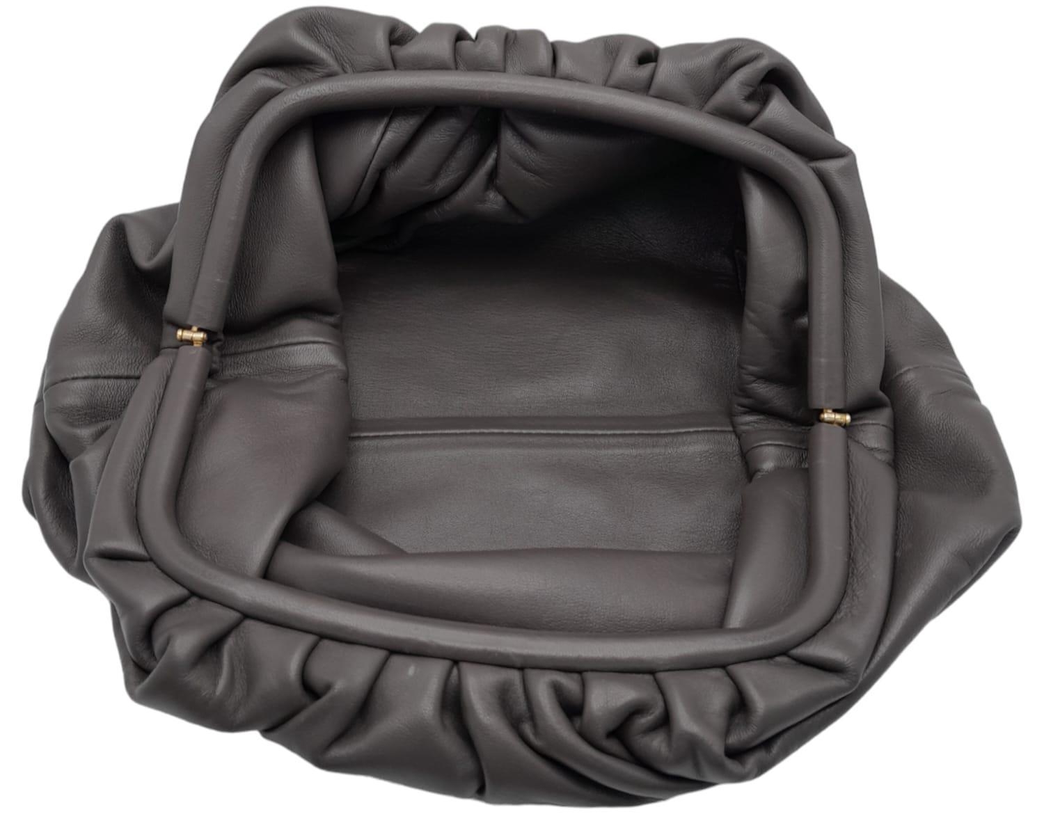 A Bottega Veneta Charcoal Pouch Clutch Bag. Soft leather exterior with magnetic top closure and a - Image 3 of 4