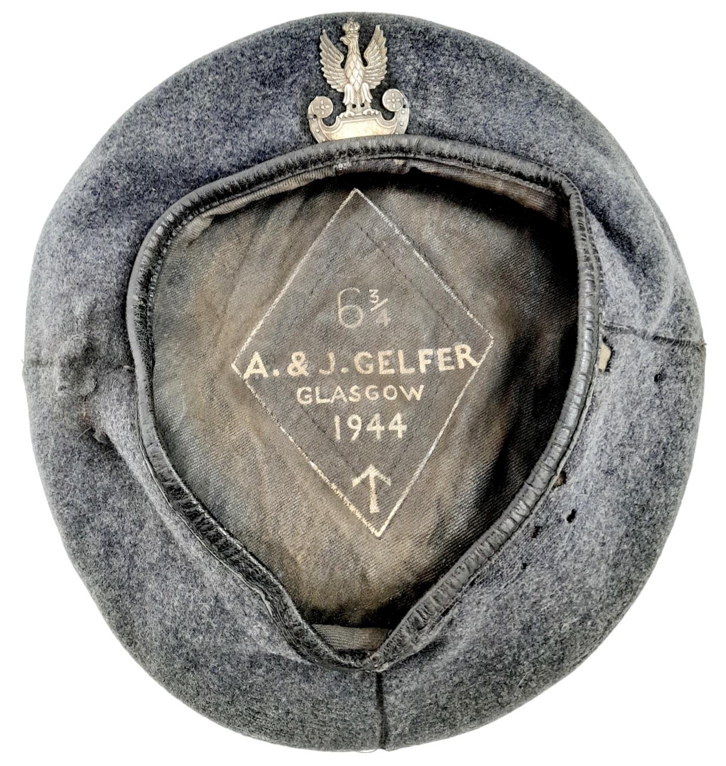 1944 Dated Polish Army Beret. Maker: A. & J. Gelfer, Glasgow. Found in an attic in the UK, A few - Image 3 of 6