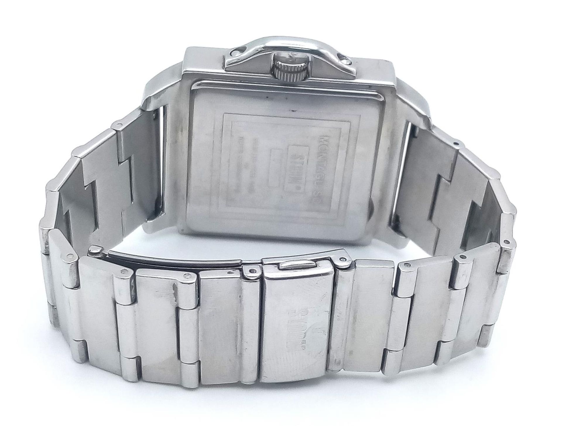 A Storm Montagu Square Quartz Gents Watch. Stainless steel bracelet and case - 37mm. Black dial. - Image 5 of 5