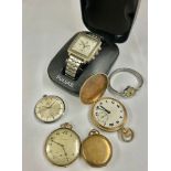 A Vintage pocket watch & wristwatch, as found.